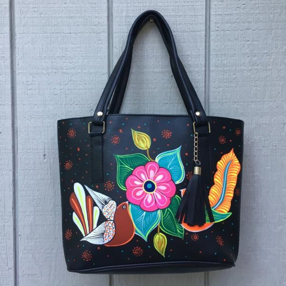 Hand Painted Mexican Tote Bag